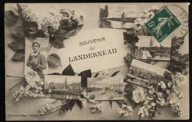 1 vue  - Plusieurs vues de la ville, avec le titre \'Souvenir de Landerneau (ouvre la visionneuse)