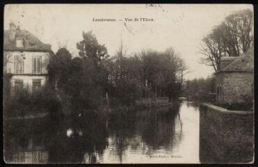 1 vue  - Landerneau.- l\'Elorn en amont du pont de Rohan avec vue sur à droite sur la maison de la proriété des De Kerprigent (ouvre la visionneuse)