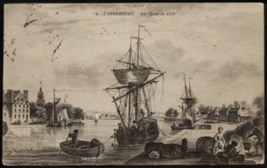 1 vue  - Landerneau. - Dessin de N. Ozanne représentant le port en 1776 (ouvre la visionneuse)