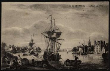 1 vue  - Landerneau. - Dessin de N. Ozanne représentant le port en 1776 (ouvre la visionneuse)