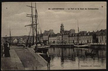 1 vue  - Landerneau. - Le port avec vue sur le quai de Cornouaille (ouvre la visionneuse)