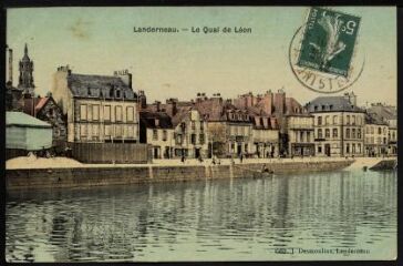 1 vue  - Landerneau. - Le quai de Léon (ouvre la visionneuse)