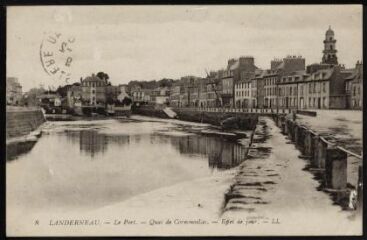 1 vue  - Landerneau. - Vue sur le port, le quai de Cornouaille et le pont de Rohan (ouvre la visionneuse)
