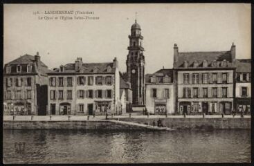 1 vue  - Landerneau. - L\'église Saint-Thomas et le quai de Cornouaille (ouvre la visionneuse)
