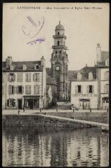 1 vue  - Landerneau. - L\'église Saint-Thomas et le quai de Cornouaille (ouvre la visionneuse)