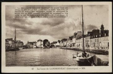 1 vue  - Landerneau. - La légende de la lune, vue sur le port et le pont de Rohan (ouvre la visionneuse)