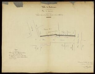 1 vue  - Rue du Commerce : plan des alignements à effectuer entre la rue Saint-Houardon et la rue de la Fontaine Blanche (ouvre la visionneuse)