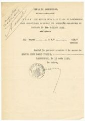 1 vue  - Etat des sommes dues à la Ville de Landerneau pour fourniture de repas aux réfugiés espagnols de passage le 1er juillet 1937 (ouvre la visionneuse)