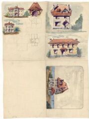 1 vue  - Plan contenant plusieurs dessins de maisons et villas (ouvre la visionneuse)