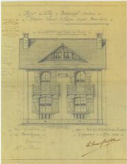 1 vue  - Construction d\'une villa jumelle à Brignogan pour Monsieur Uguen et Madame Le Denn, propriétaire à Landerneau (Ker Len Vor) : plan sur papier calque (ouvre la visionneuse)
