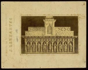 1 vue  - La Feuillée. - Retable et autel de l\'église Saint-Houardon, sculpté par Yan Larhantec en 1866 (ouvre la visionneuse)